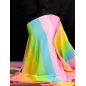 Viskose-Satin in pastelligen, farbigen Streifen