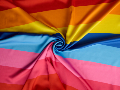 Viscose satin in colorful stripes