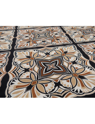 Viscose fabric for a dress with a geometric boho pattern