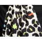 Viscose fabric for a dress with a colorful leopard print on a light background