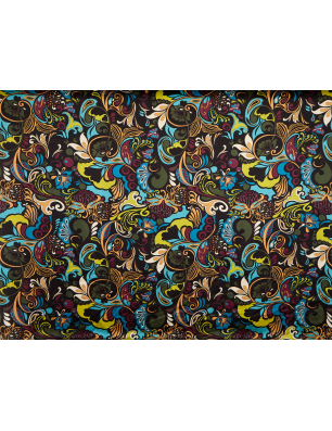 Viscose fabric with a delicate sheen, black with a floral pattern - Bemax Fabric Wholesale