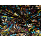 Viscose fabric with a delicate sheen, black with a floral pattern