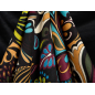 Viscose fabric with a delicate sheen, black with a floral pattern