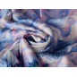 Viscose fabric with a delicate sheen in a blue-pink marbled pattern