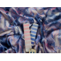 Viscose fabric with a delicate sheen in a blue-pink marbled pattern