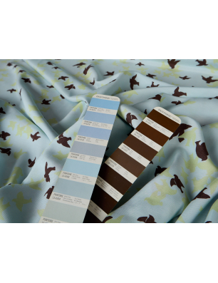 Viscose fabric for a blue dress with birds - Bemax Textile Wholesale