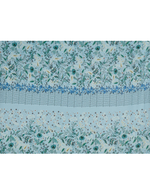 Viscose fabric for a dress, blue with a botanical pattern - report - Bemax Fabric Wholesale