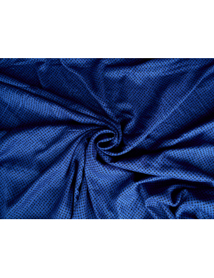 Viscose, matière pour robe, bleu avec un fin motif noir - Grossiste en tissus Bemax