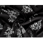 Viscose fabric for a dress, black with white delicate botanical pattern