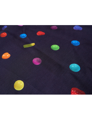 Viscosa materiale per abito blu scuro a caramelle colorate. Grossista Tessuti Bemax