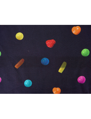 Viscosa materiale per abito blu scuro a caramelle colorate. Grossista Tessuti Bemax