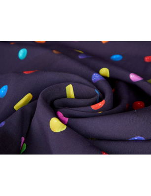 Viscosa materiale per abito blu scuro a caramelle colorate. Grossista Tessuti Bemax