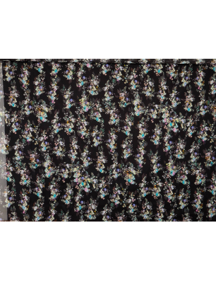Viskose-Chiffon für ein Kleid schwarz mit zarten Bouquet-Motiven - Stoffgroßhandel Bemax