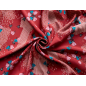 Vâscoză material pentru rochie roșie cu model floral
