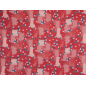 Viscose fabric for a red dress with a floral pattern