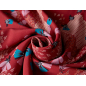 Viskose-Stoff für ein Kleid rot mit Blumenmuster