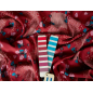 Viscose fabric for a red dress with a floral pattern