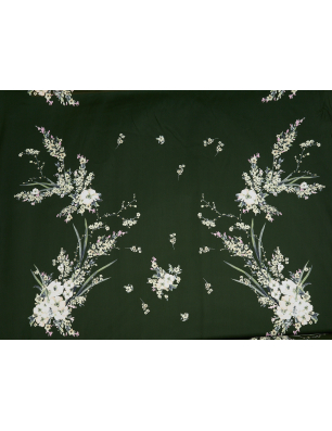 Crêpe de viscose (chiffon) pour robe vert foncé à fleurs - rapport - Grossiste en Tissus Bemax