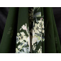 Crêpe de chine en viscose pour robe vert foncé à fleurs - rapport