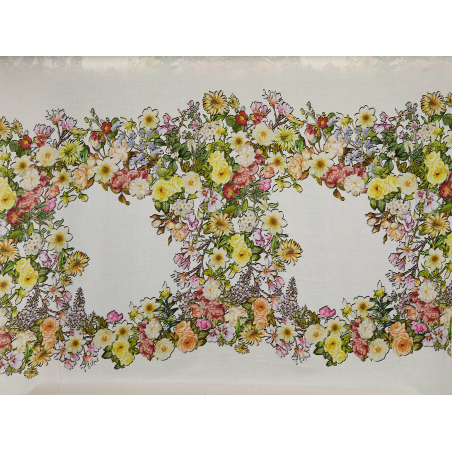Viscose, tissu pour robe, blanc à fleurs multicolores - rapport