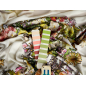 Viscosa, material para vestido, blanco con flores de colores - informe