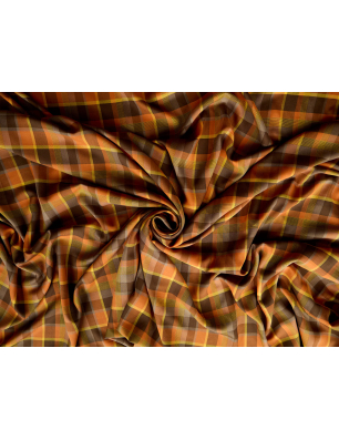 Viskose-Material für ein Kleid in rötlich-braunem Karomuster - Stoffgroßhandel Bemax