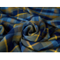 Viscose, material para vestido com xadrez azul-mel