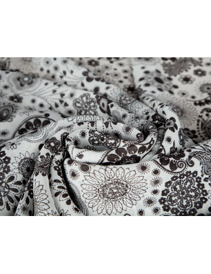 Viscose chiffon white with delicate black little flowers - Bemax Fabric Wholesaler