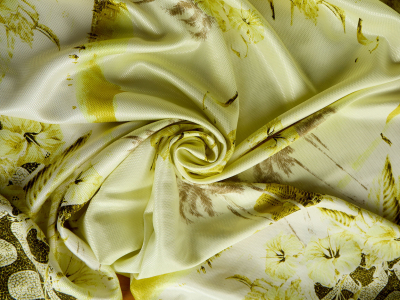 Viscose fabric with a unique lemon-yellow retro pattern - Bemax Fabric Wholesale