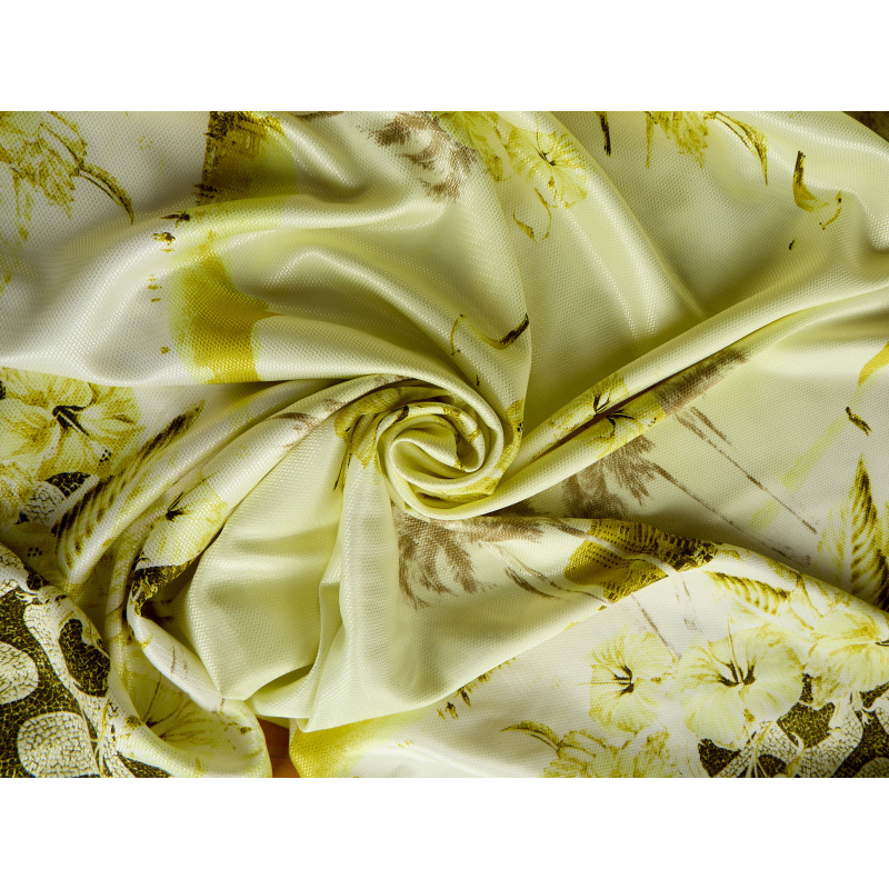 Viscose em material com um padrão retrô único amarelo-limão