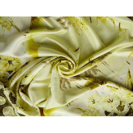 Viscose fabric with a unique lemon-yellow retro pattern - Bemax Fabric Wholesale