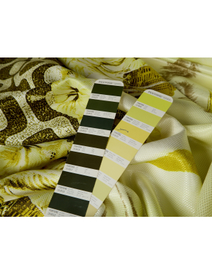 Viscose fabric with a unique lemon-yellow retro pattern - Bemax Fabric Wholesale