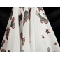 Viscosa chiffon bianco con motivo originale di uccelli e stelle