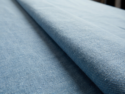 Denim fabric with a washed effect and soft touch—light denim with a distinct weave