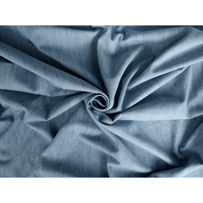 Jeans fabric with a washed effect and soft touch - light blue denim