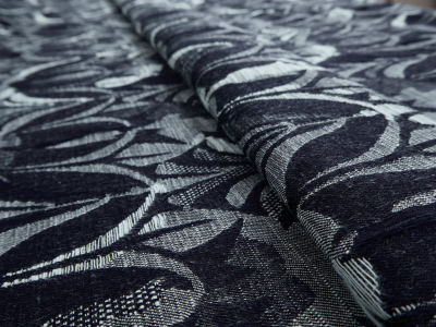 Jewel-effect jacquard denim in a floral pattern in dark navy blue