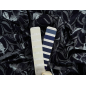 Jeans em tecido jacquard com padrão floral em marinho escuro