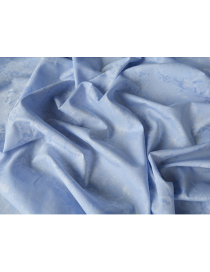 Bavlna szövet méterenként világoskék jacquard finom virágokkal - Bemax Textil nagykereskedés