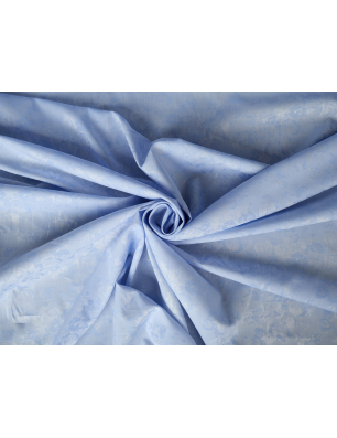 Baumwollstoff auf den Meter hellblaues Jacquard mit zarten Blumen - Textilgroßhandel Bemax