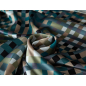 Seidensatin mit türkis-beunem geometrischem Muster