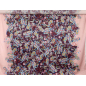 Silk satin with elastane in a colorful paisley pattern on a burgundy background