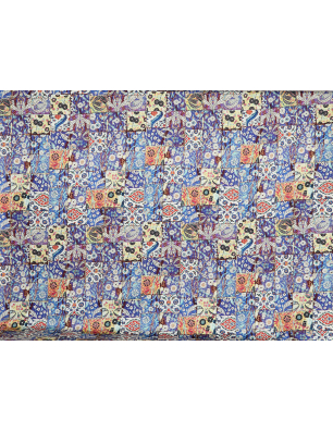 Silk fabric - silk satin in a blue pattern - silk by the meter - Bemax Fabrics Wholesaler