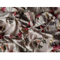 Silk satin with elastane in a delicate botanical pattern on a light background