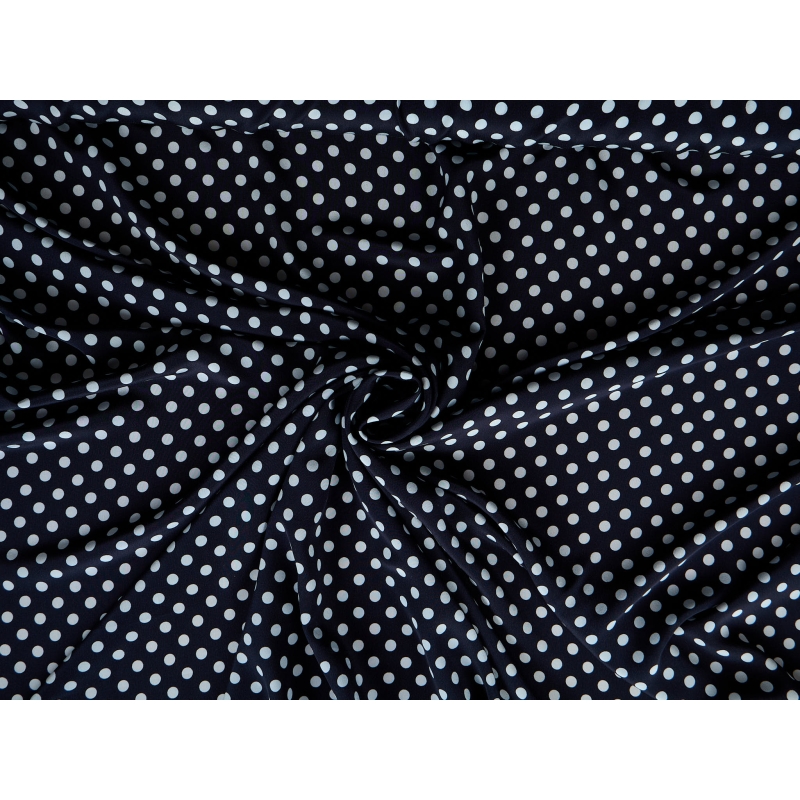 Crepe de seda azul-marinho com bolinhas azuis
