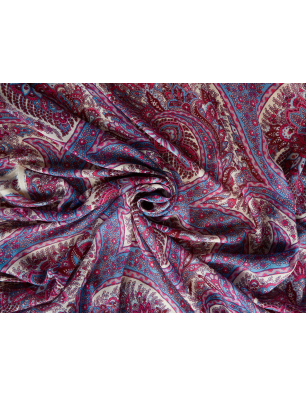 Silk muslin with cashmere in a pink pattern - Bemax Fabric Wholesale