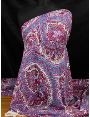 Silk muslin with cashmere in a pink pattern - Bemax Fabric Wholesale
