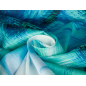 Cotton satin in an original turquoise-blue pattern - report