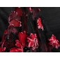Pizzo ricamato con perline nero con fiori rossi