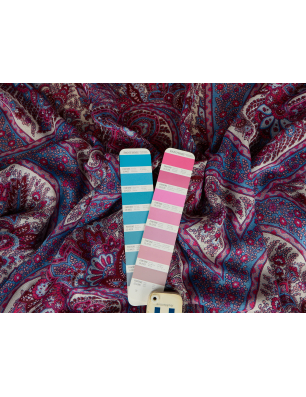 Silk muslin with cashmere in a pink pattern - Bemax Fabric Wholesale