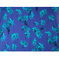 Viscose fabric for a blue dress with turquoise floral patterns